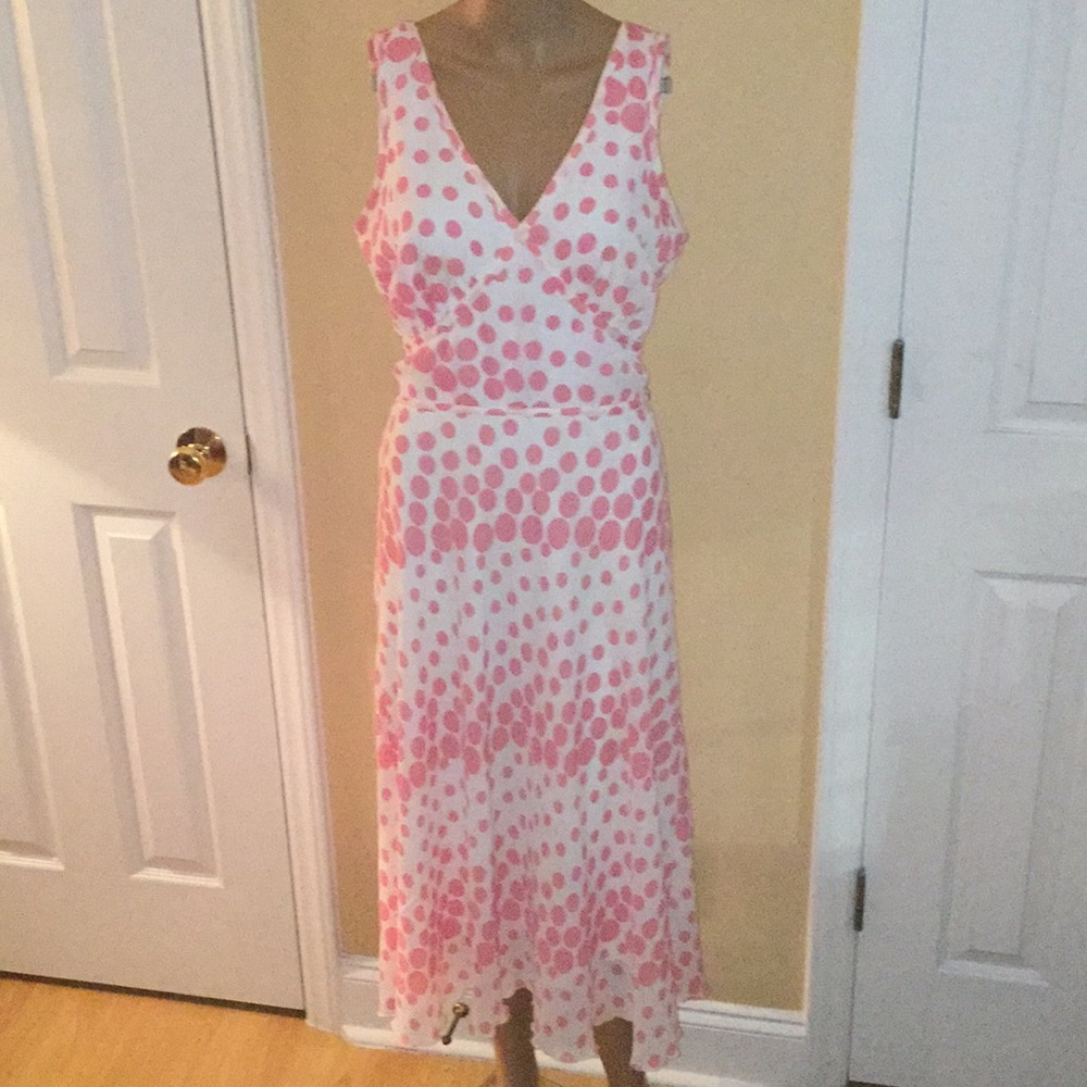 RARE! Vintage! Jonathan MARTIN Studio Pink Polka Dot Dress 14